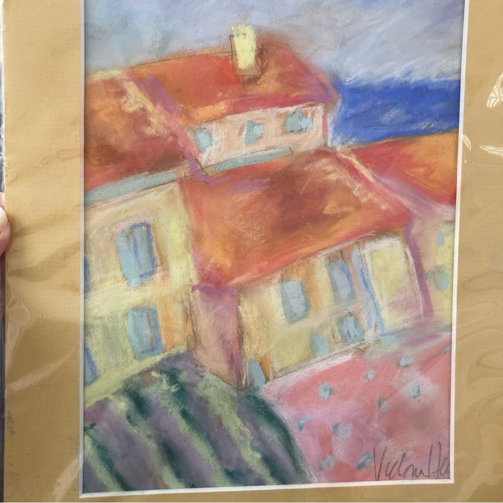 Mediterranean Farm An Original Pastel Painting Matted 12”x9” Inside 7”x9” - Picture 6 of 9